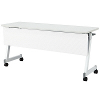 アイリスチトセ フラップテーブル スタンダードスタックタイプ 樹脂幕板付 ホワイト 幅1500×奥行450×高さ700mm 　1台　（直送品）