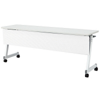 アイリスチトセ　フラップテーブル スタンダードスタックタイプ 樹脂幕板付　ホワイト　幅1800×奥行450×高さ700mm　1台　（直送品）