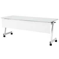 アイリスチトセ　フラップテーブル スタンダードスタックタイプ 樹脂幕板付　ホワイト　幅1800×奥行600×高さ700mm　1台　（直送品）