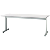 アイリスチトセ　ミーティングテーブル T字脚（メラミン焼付塗装）　ホワイト　幅1800×奥行750×高さ700mm　1台　（直送品）