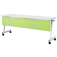 アイリスチトセ　フラップテーブル スタンダードスタックタイプ 樹脂幕板付　グリーン　幅1800×奥行450×高さ700mm　1台　（直送品）