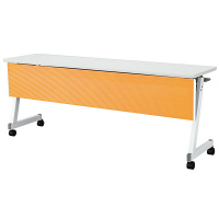 アイリスチトセ　フラップテーブル スタンダードスタックタイプ 樹脂幕板付　オレンジ　幅1800×奥行450×高さ700mm　1台　（直送品）