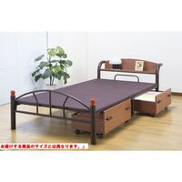 ファミリー・ライフ　木製棚付きパイプベッド引き出し付き　セミダブル　ブラウン 1台　（直送品）