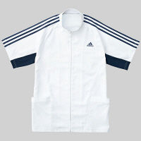 KAZEN adidas（アディダス）メンズジャケット 医療白衣 半袖 ホワイト+ネイビー O SMS603-18（直送品）