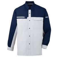 自重堂　制服百科　吸汗速乾長袖シャツ　シルバーＸネービー　４Ｌ　86304（直送品）