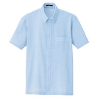 アイトス 半袖ニットボタンダウンシャツ（男女兼用） サックス SS AZ7854-007 1着（直送品）