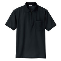 アイトス 吸汗速乾（クールコンフォート）半袖ジップポロシャツ（男女兼用） ブラック AZ-10581-010