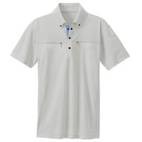 アイトス ボタンダウンダブルジップ半袖ポロシャツ（男女兼用） シルバーグレー SS AZ10602-003 1着（直送品）