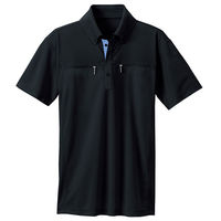 アイトス ボタンダウンダブルジップ半袖ポロシャツ（男女兼用） ブラック SS AZ10602-010 1着（直送品）