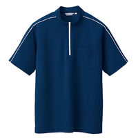 アイトス 半袖クイックドライジップシャツ（男女兼用） ネイビー 9号 AZCL3000-034 1着（直送品）