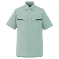 ミドリ安全 作業服 春夏 半袖 シャツ 帯電防止 VES66 S ライトグリーン 3120129203 1点（直送品）