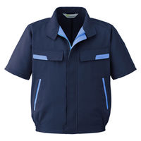 ミドリ安全 作業服 春夏 半袖 ブルゾン 帯電防止 VES77 4L ネイビー 3120129708 1点（直送品）