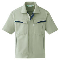 ミドリ安全 作業服 春夏 半袖 ジャンパー 帯電防止 VES486 LL アースグリーン 3120212106 1点（直送品）