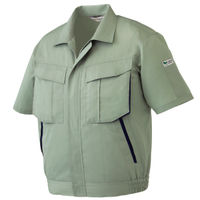 ミドリ安全 作業服 男女共用 春夏 半袖 ブルゾン 帯電防止 RCS586 3L アースグリーン 3120709807 1点（直送品）