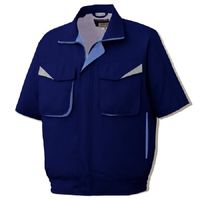 ミドリ安全 作業服 春夏 半袖 ブルゾン 帯電防止 GS487 L ネイビー 3121193905 1点（直送品）