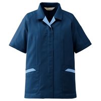 ミドリ安全 女性用 作業服 春夏 半袖 スモック 帯電防止 VELS77 17号 ネイビー 3124105008 1点（直送品）