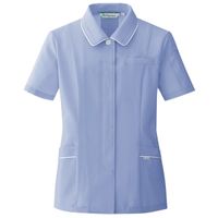 ミドリ安全 女性用 作業服 春夏 半袖 スモック 帯電防止 VELS433 7号 ラベンダーブルー 3124106103 1点（直送品）