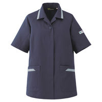 ミドリ安全 女性用 作業服 春夏 半袖 スモック 帯電防止 VELS57 15号 ネイビー 3124104207 1点（直送品）