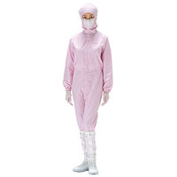 ミドリ安全 クリーンウェア 長袖 クリーンスーツ C1550P フード一体型 3L ピンク 3148003307 1着（直送品）