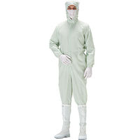 ミドリ安全 クリーンウェア 長袖 クリーンスーツ C1550G フード一体型 3L グリーン 3148003207 1着（直送品）