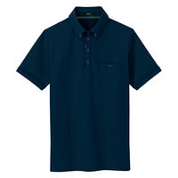 アイトス 部屋干しボタンダウン半袖ポロシャツ（男女兼用） ネイビー SS AZ7667-008 1着（直送品）