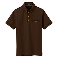 アイトス 部屋干しボタンダウン半袖ポロシャツ（男女兼用） ブラウン S AZ7667-022 1着（直送品）
