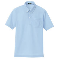 アイトス 吸汗速乾（クールコンフォート）半袖ボタンダウンポロシャツ（男女兼用） ライトサックス 5L AZ10599-017 1着（直送品）