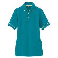 アイトス 介護ユニフォーム サイドポケット半袖ポロシャツ（男女兼用） AZ7668 ピーコックブルー SS 1枚（直送品）