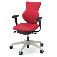 【設置込】イトーキ　cassico（カシコ） オフィスチェア　T型肘付　背面：樹脂タイプ（オフホワイト）　背座：ラズベリーレッド　1脚（直送品）