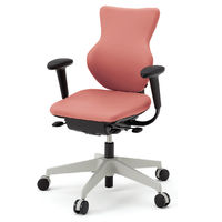 【設置込】イトーキ　cassico（カシコ） オフィスチェア　T型肘付　背面：樹脂タイプ（オフホワイト）　背座：コーラルピンク　1脚（直送品）