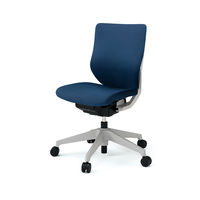 【設置込】イトーキ エピオス オフィスチェア クロスタイプ ローバック（グレーフレーム グレー樹脂脚）肘無 フリーロッキング 背座：ネイビーブルー（直送品）