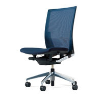 【設置込】イトーキVento（ヴェント）チェア　肘なし　プレーンメッシュ（ランバーサポート付）ブラックフレーム　ミラー仕上げアルミ脚　背座：ネイビー （直送品）