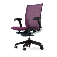 【設置込】イトーキ　Vento（ヴェント）チェア　可動肘付　プレーンメッシュ（ランバーサポート付）　ブラックフレーム　ブラック樹脂脚　背座：プラムパ （直送品）