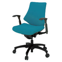 【設置込】イトーキ　エフチェア　クロスバック ローバック ブラックフレーム　ブラック樹脂脚　可動肘付　背座：ストロングブルー　1脚（直送品）