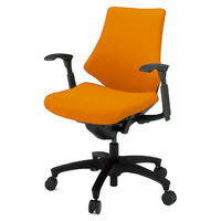 【設置込】イトーキ　エフチェア　クロスバック ローバック ブラックフレーム　ブラック樹脂脚　可動肘付　背座：アンバーオレンジ　1脚（直送品）