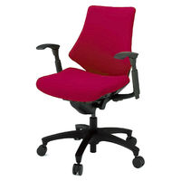 【設置込】イトーキ　エフチェア　クロスバック ローバック ブラックフレーム　ブラック樹脂脚　可動肘付　背座：ラズベリーレッド　1脚（直送品）