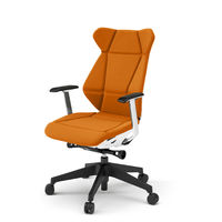 【設置込】イトーキ　フリップフラップチェア　固定肘付　ハンガー付　ホワイトシェル　ブラック樹脂脚　背座アンバーオレンジ　1脚（直送品）