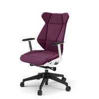 【設置込】イトーキ　フリップフラップチェア　固定肘付　ハンガー付　ホワイトシェル　ブラック樹脂脚　背座プラムパープル　1脚（直送品）