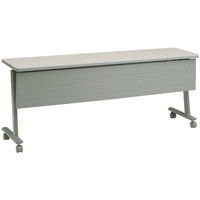 オカムラ Nタイプ サイドフォールドテーブル 幕板付き ライトグレー 幅1800×奥行450×高さ700mm（直送品）