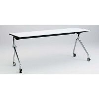 オカムラ I.NT サイドフォールドテーブル 配線穴なし/棚板付き/幕板なし ホワイト 幅1800×奥行600×高さ720mm（直送品）