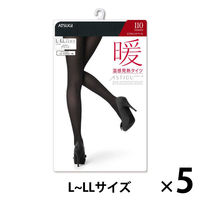 【アウトレット】ASTIGU（アスティーグ） 【暖】 温感発熱タイツ 110デニール L-LL ブラック 1セット（5足） アツギ