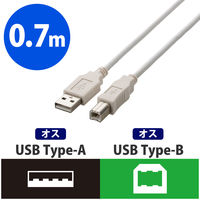 エレコム USB2.0ケーブル ノーマル A-Bタイプ ホワイト 0.7m U2C-BN07WH 1個（直送品）
