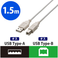エレコム USB2.0ケーブル ノーマル A-Bタイプ ホワイト 1.5m U2C-BN15WH 1個
