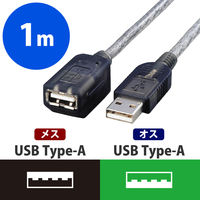 エレコム マグネット内蔵ＵＳＢ延長ケーブル（グラファイト）　1ｍ USB-EAM1GT 1個