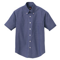 アイトス 半袖ギンガムチェックボタンダウンシャツ（男女兼用） ネイビー AZ-7825-008