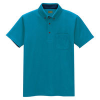 アイトス 制電半袖ポロシャツ（男女兼用） ピーコックブルー 5L AZ-50006-066 1着（直送品）