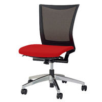 ライオン事務器 ブリーザチェア StandardBlack 座クッション/アルミ脚タイプ レッド 1脚（直送品）