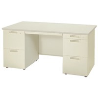 プラス LAデスク 両袖机 エルグレー 幅1400×奥行700×高さ700mm LA-147A-32 LGY/LGY 1台（直送品）