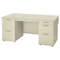 プラス LAデスク 両袖机 エルグレー 幅1400×奥行700×高さ700mm LA-W147D-32 LGY/LGY 1台（直送品）