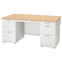 プラス LAデスク 両袖机 ホワイトメープル×ホワイト 幅1400×奥行700×高さ700mm LA-W147D-32 WM/W 1台（直送品）